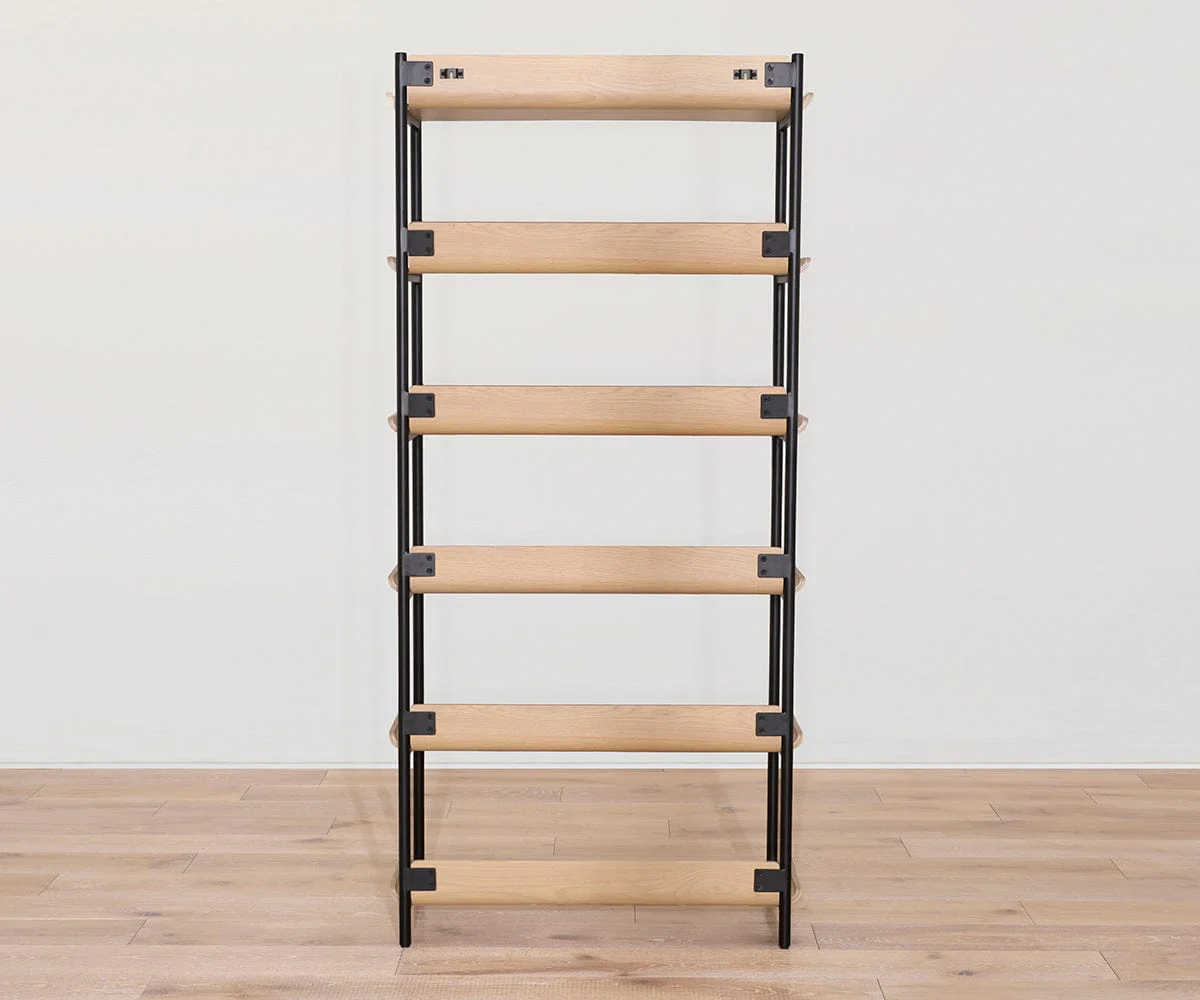 Freya 6 Shelves with desk - Oak - Image 3