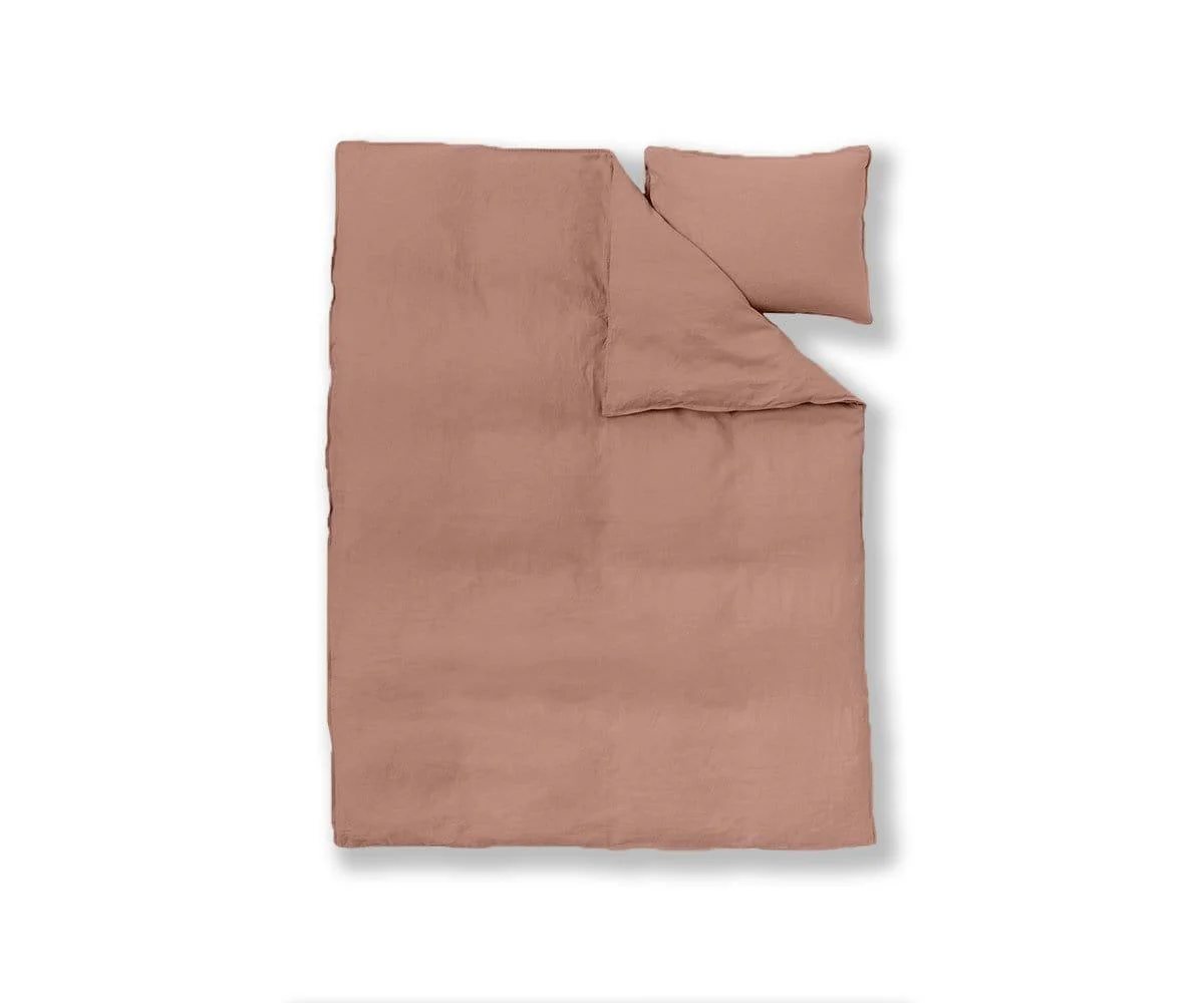 Laila Linen Duvet Cover + Shams Set - Desert Rose - Image 2