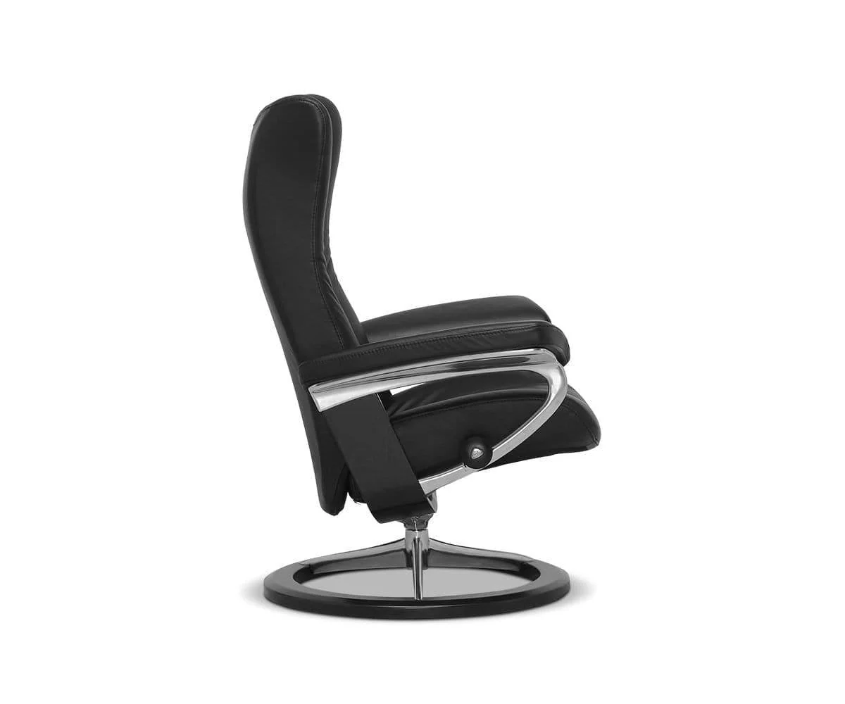 Stressless® Wing Recliner & Ottoman with Signature Base - Black - Image 9
